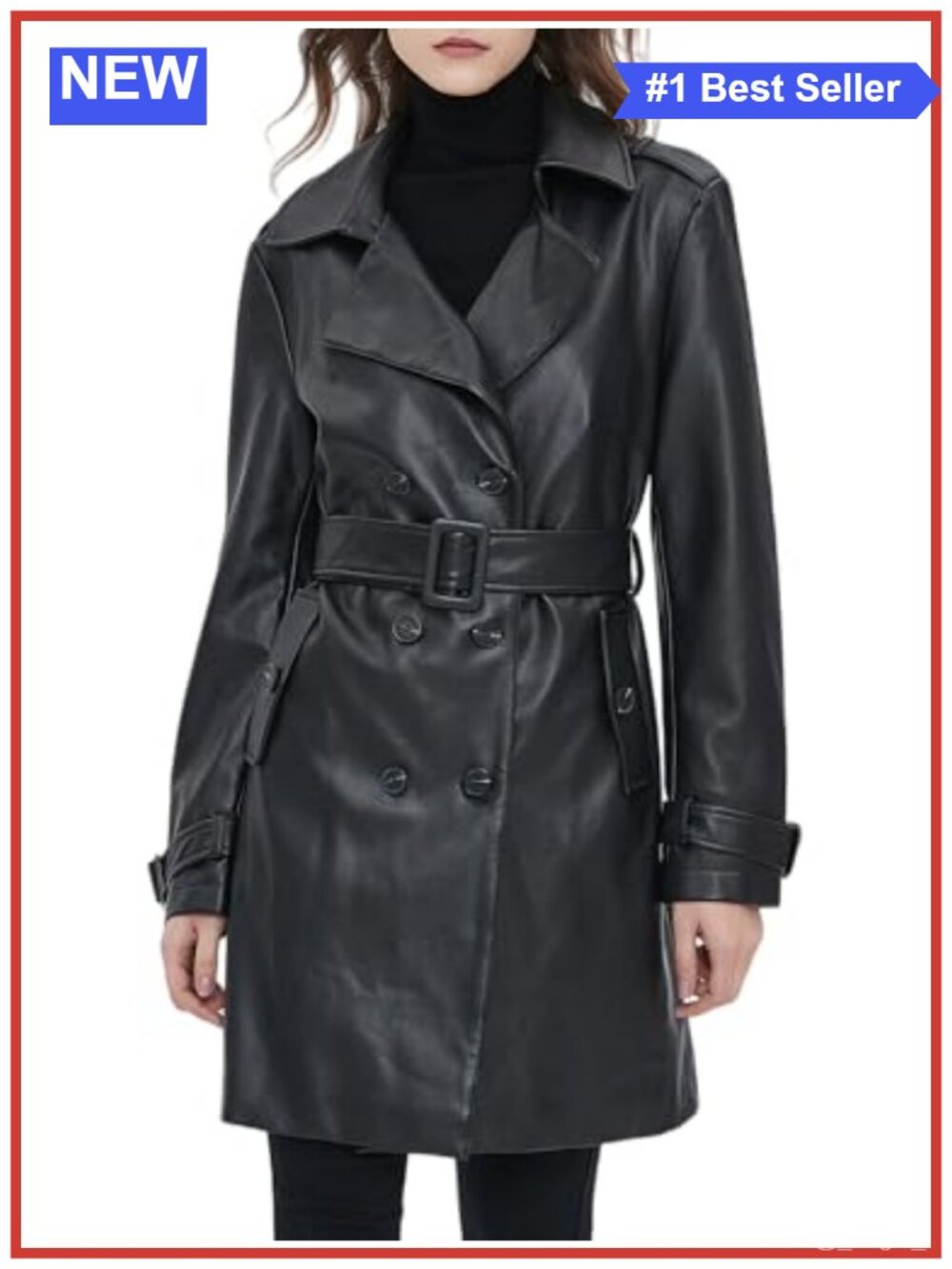 Women's PU Faux Leather Blazer Jacket Waterproof Button Front